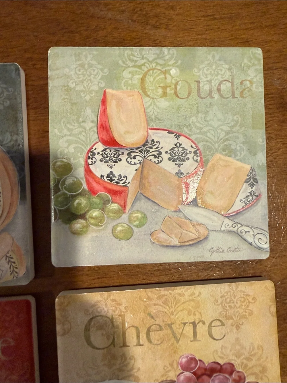 Cheese-Themed Ceramic Coasters Set - Multicolor